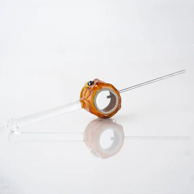 Empire Glassworks poker wand beehive glass hand pipe with orange frog bowl