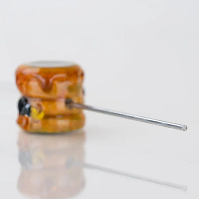 Empire Glassworks poker wand beehive glass hand pipe with orange skull and needle