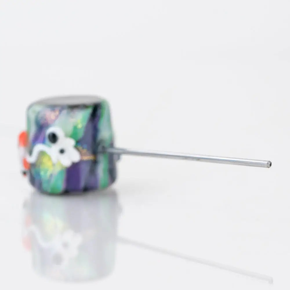 Empire Glassworks poker wand galactic glass hand pipe with colorful cartoon face bead