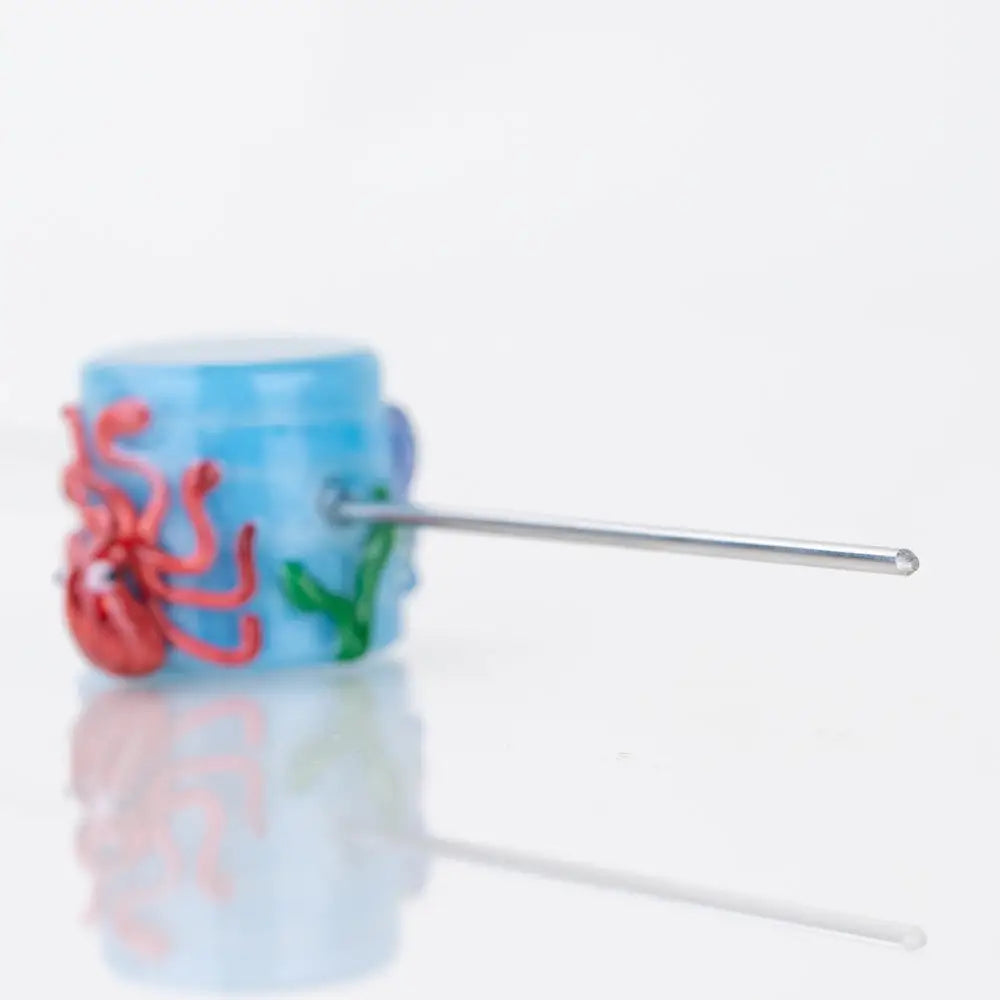 Empire Glassworks poker wand glass hand pipe with blue octopus and seaweed design