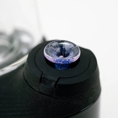 Translucent purple blue Empire Glassworks proxy glass joystick on black base