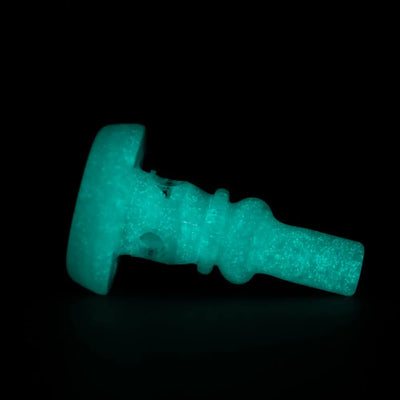 Glowing teal Empire Glassworks Puffco Joystick attachment for Peak Pro