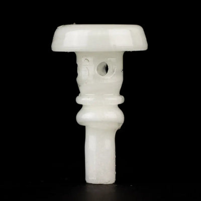 Glow-in-the-dark Empire Glassworks Puffco Joystick attachment with white ceramic bowl