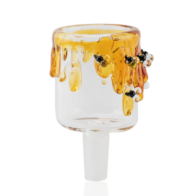 Empire Glassworks Puffco Proxy Attachment Bee 14mm Male with golden honey-drip banger