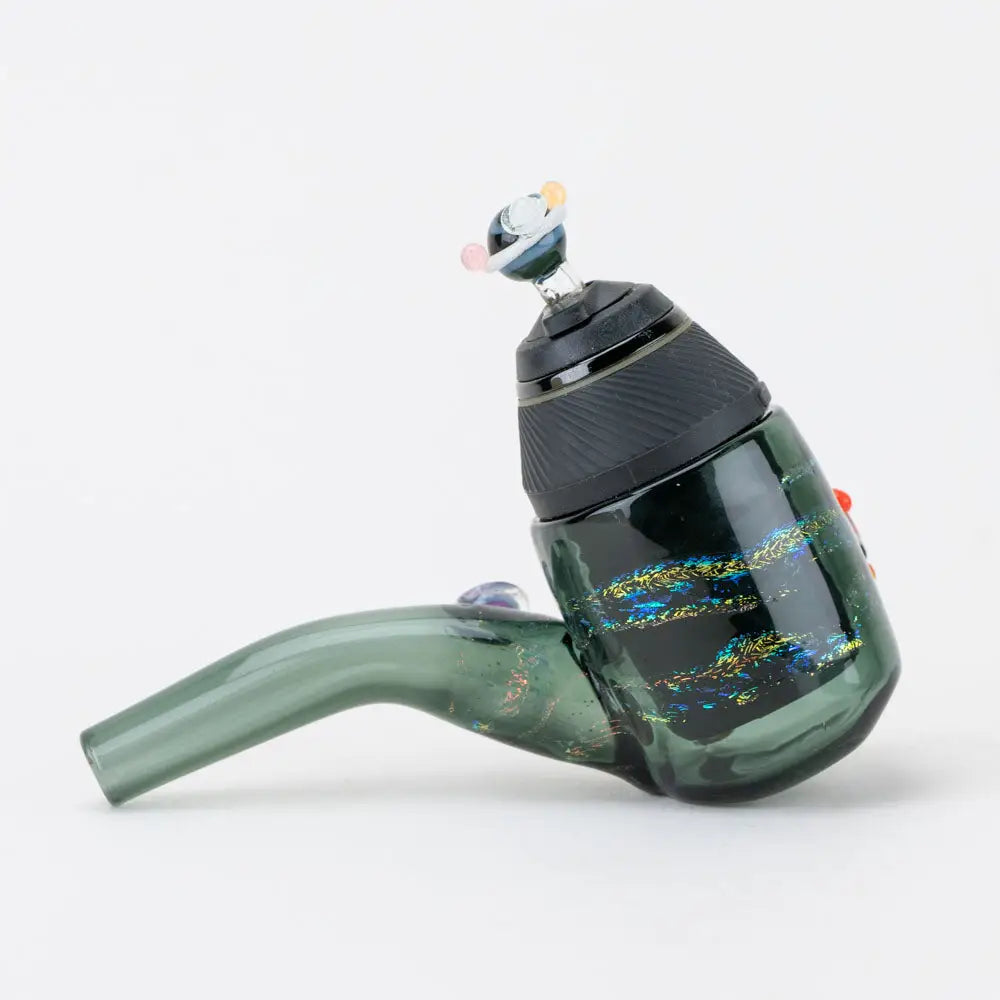 Empire Glassworks Puffco Proxy Attachment: Dark green iridescent Sherlock pipe