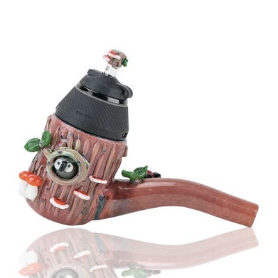 Whimsical Empire Glassworks Puffco Proxy attachment: tree trunk pipe with mushrooms