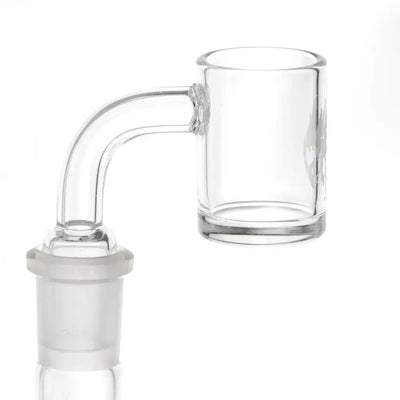 Clear glass downstem with frosted white connector for Empire Glassworks quartz banger