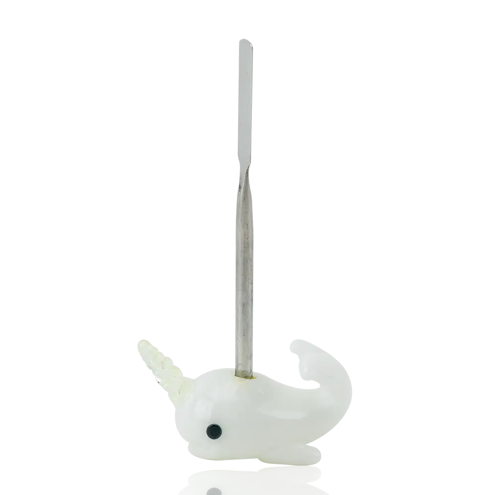 Empire Glassworks Radioactive Narwhal white glass unicorn dab tool