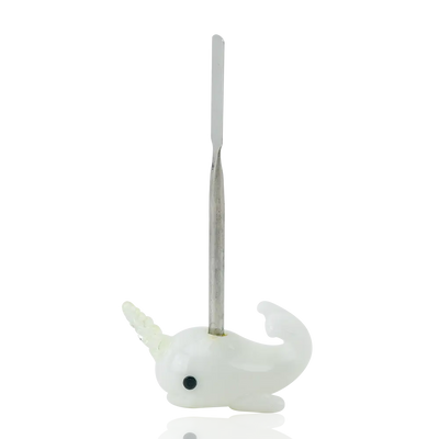 Empire Glassworks Radioactive Narwhal white glass unicorn dab tool