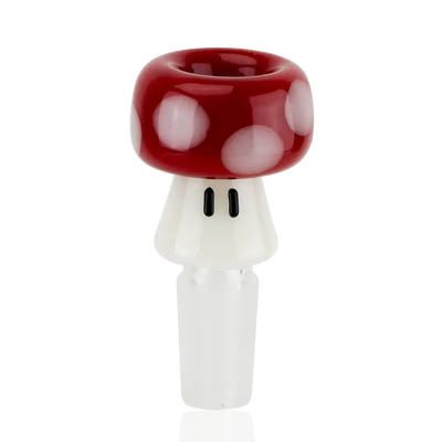 Empire Glassworks red mushroom bowl piece with black eyes, 14mm