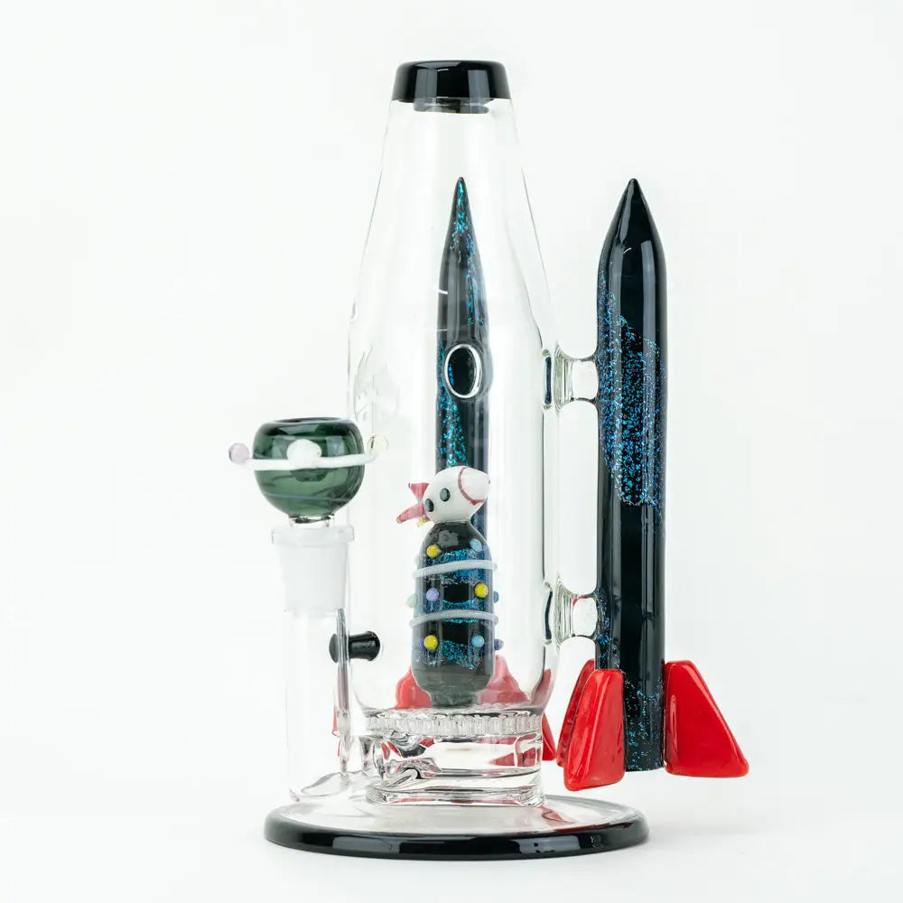 Empire Glassworks Rocket Ship Kit water pipe with glitter accents and cartoon figure