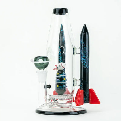 Empire Glassworks Rocket Ship Kit water pipe with glitter accents and cartoon figure
