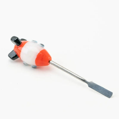 Empire Glassworks Space Cruiser dab tool with orange glass fish design