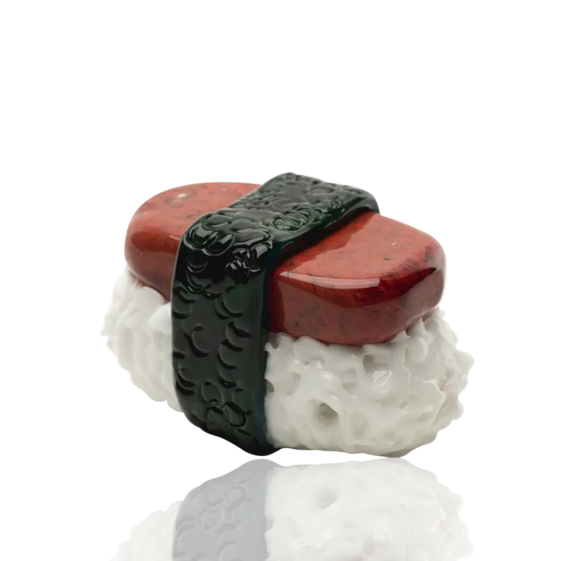 Empire Glassworks Spam Musubi hand pipe: glossy red black resin pendant