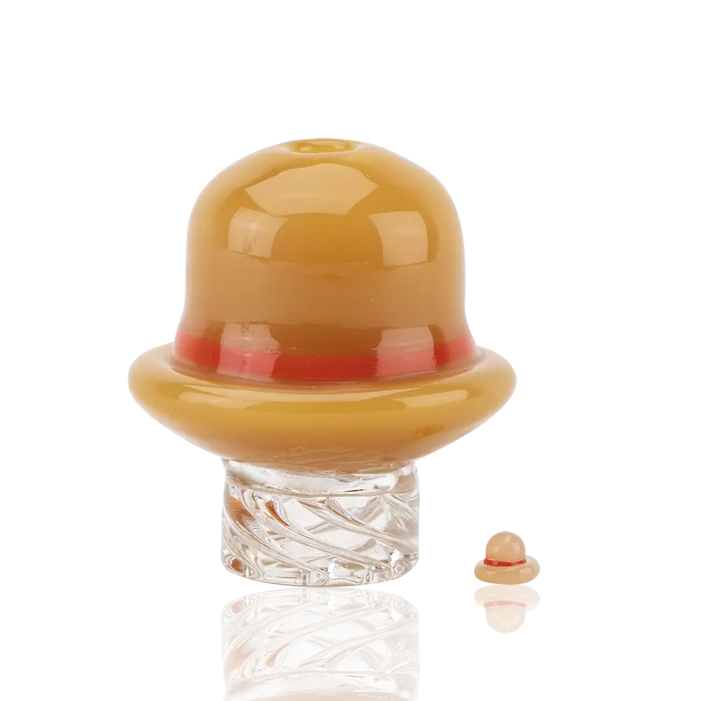 Empire Glassworks Spinner Cap Carb Cap in amber hat-shaped glass