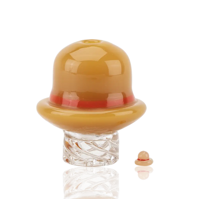 Empire Glassworks Spinner Cap Carb Cap in amber hat-shaped glass