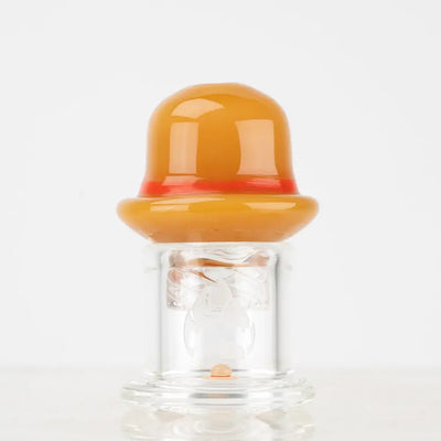 Empire Glassworks translucent orange spinner cap carb cap on clear base