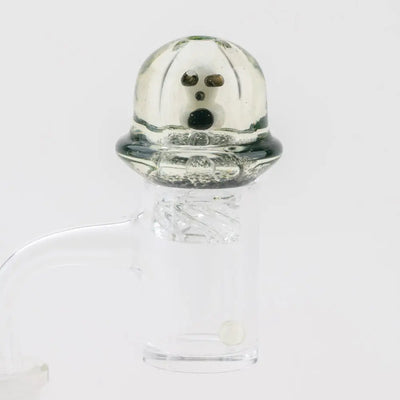 Empire Glassworks Spinner Cap Carb Cap with clear glass bong head and black bead eyes