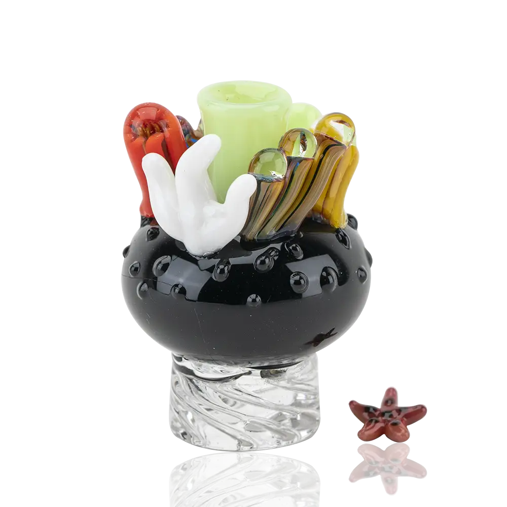 Empire Glassworks Spinner Cap Carb Cap with black textured glass bowl and colorful handcrafted elements