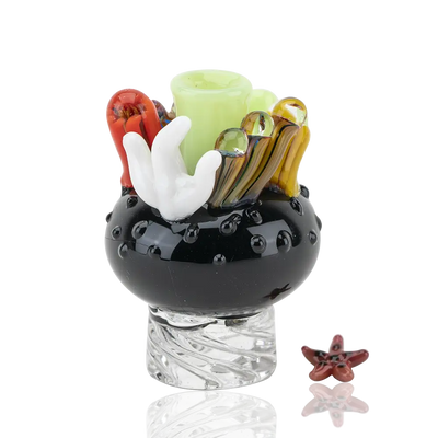 Empire Glassworks Spinner Cap Carb Cap with black textured glass bowl and colorful handcrafted elements