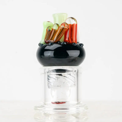 Empire Glassworks Spinner Cap Coral Reef Carb Cap with colorful fused glass