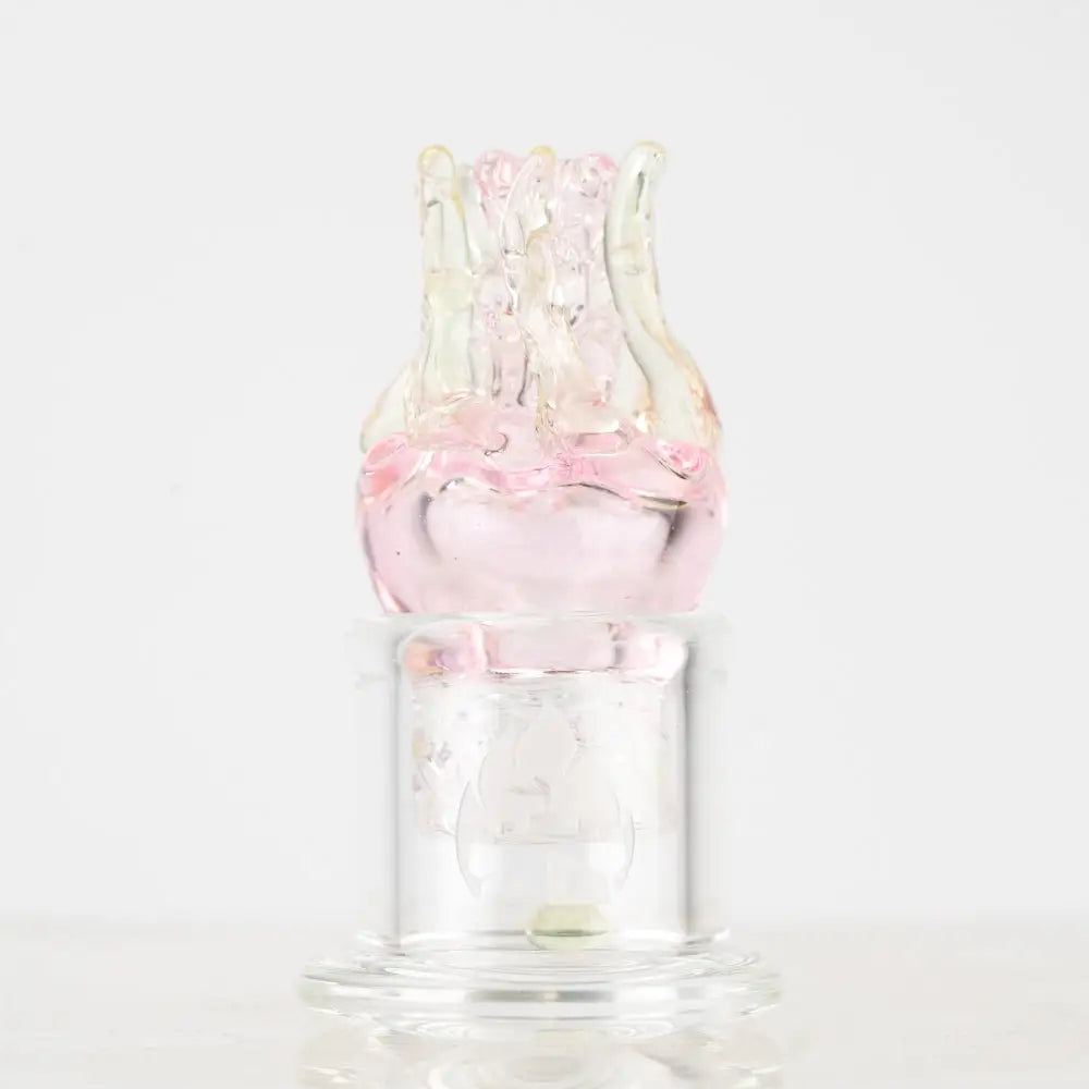 Empire Glassworks Spinner Cap UV Jellyfish Carb Cap in translucent pink glass