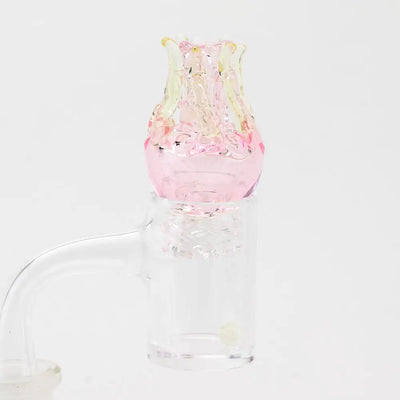 Empire Glassworks Spinner Carb Cap UV Jellyfish in translucent pink yellow glass