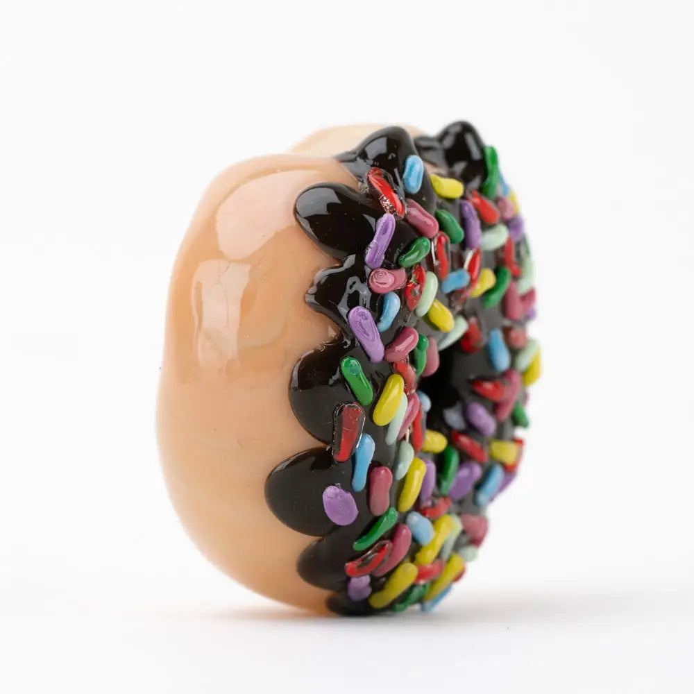 Empire Glassworks Sprinkle Donut glass hand pipe with glossy peach design
