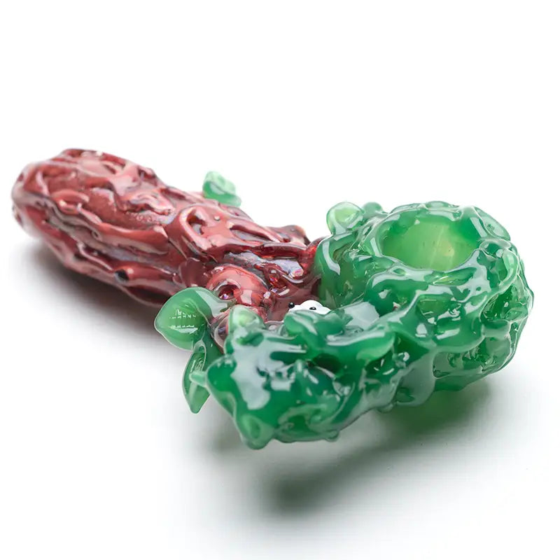 Empire Glassworks Squirrels Nest glass hand pipe with jade carving