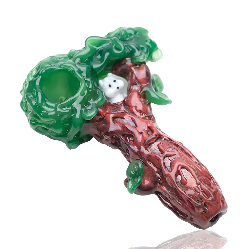 Empire Glassworks Squirrels Nest glass hand pipe with tree design