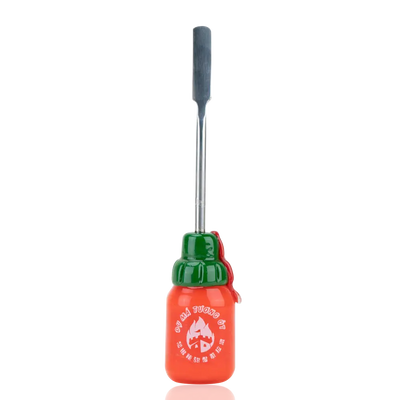 Empire Glassworks Sriracha dab tool in borosilicate glass with chili vape pen design