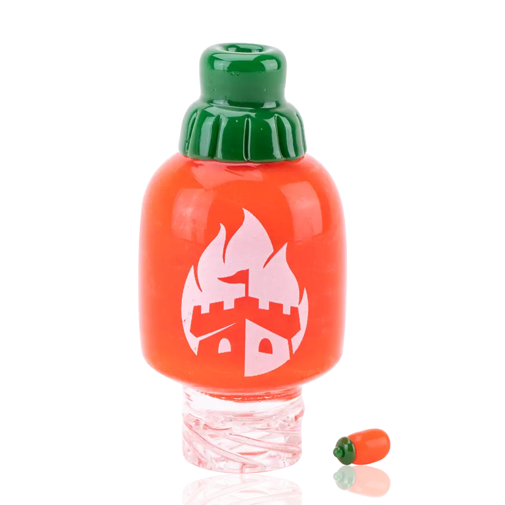 Vibrant orange chili Empire Glassworks Sriracha spinner carb cap