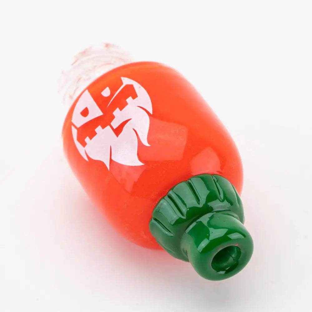 Vibrant Empire Glassworks Sriracha spinner carb cap in orange glass chili shape