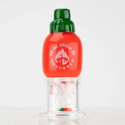 Empire Glassworks Sriracha spinner cap carb cap red glass bottle