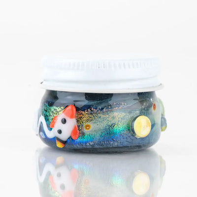 Empire Glassworks Terp Jar with whimsical iridescent fish figurine