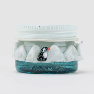 Empire Glassworks Terp Jar Avenge the Arctic with blue glitter penguin