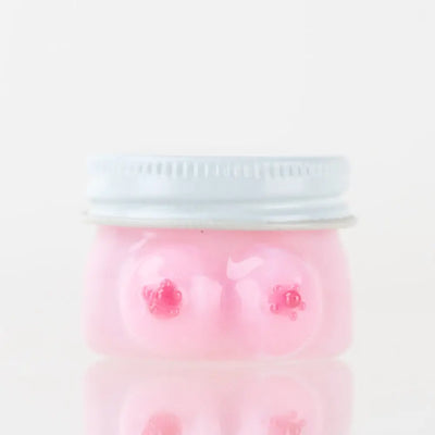 Empire Glassworks pink terp jar with boobies bears and silver lid