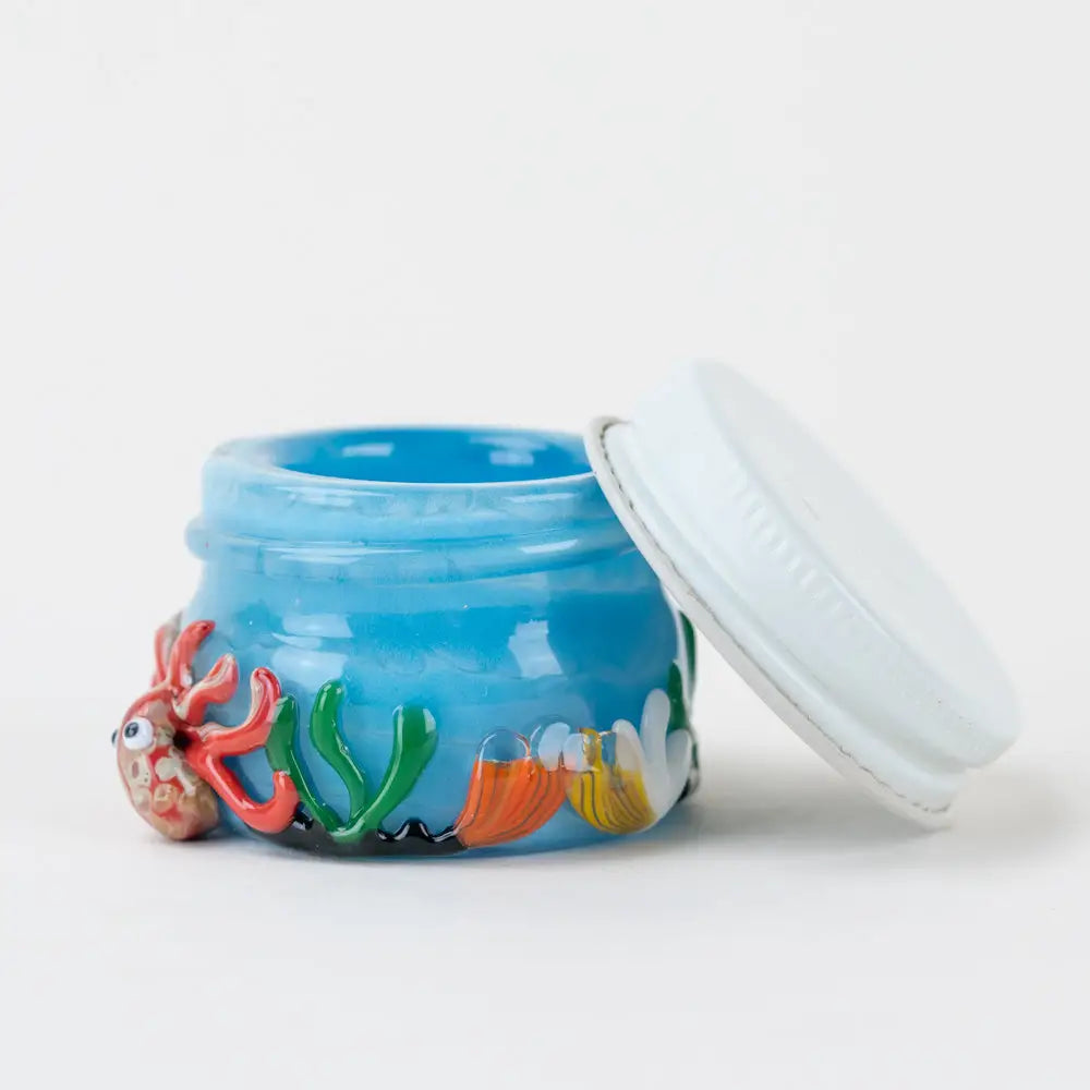 Empire Glassworks Terp Jar Under the Sea with blue glass, coral, sea creatures