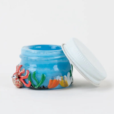 Empire Glassworks Terp Jar Under the Sea with blue glass, coral, sea creatures