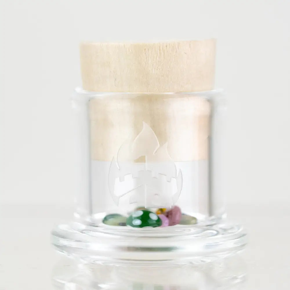 Empire Glassworks terp pearls figurine set in etched flame jar with gems