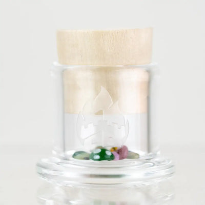 Empire Glassworks terp pearls figurine set in etched flame jar with gems