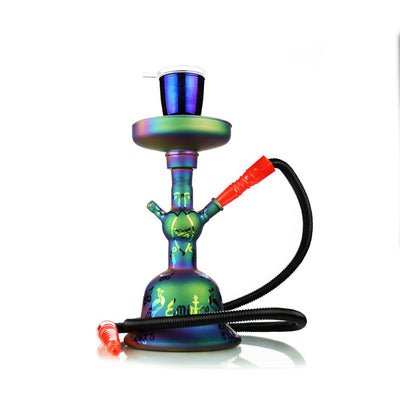 Empire Hookah Peafowl: Royal Blue Finish - Colorful iridescent hookah with decorative base