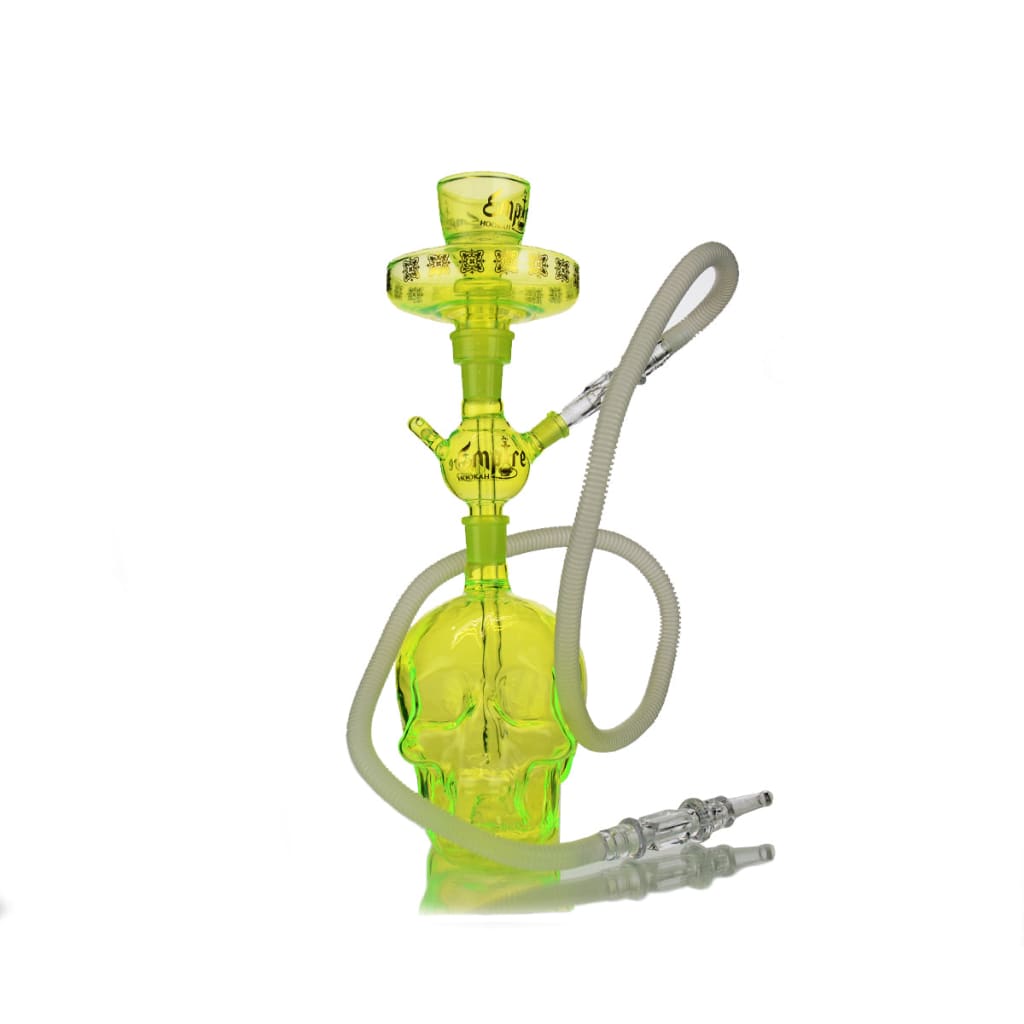 Vibrant lime-green Empire Hookah Skull Edition with detailed skull design