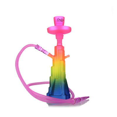 Rainbow-colored Empire Hookah Skyscraper Edition With Pink Hose And Mouthpiece