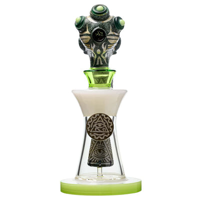 Thick Glass Etch Dab Rig With Slitted Cut Perc - 10 Inch, with multiple chambers