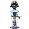 Ornate Etch Dab Rig with Slitted Cut Perc and Tribal-Style Metal Head Top Piece