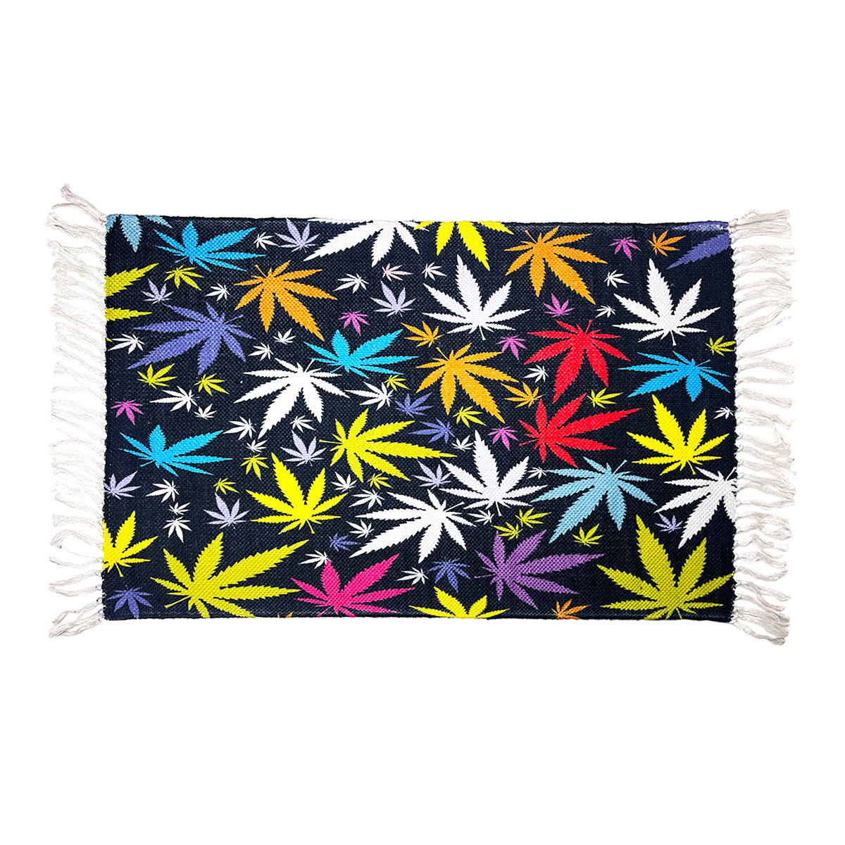 Handloom Printed Botanical Leaf Doormat - 2x3 ft