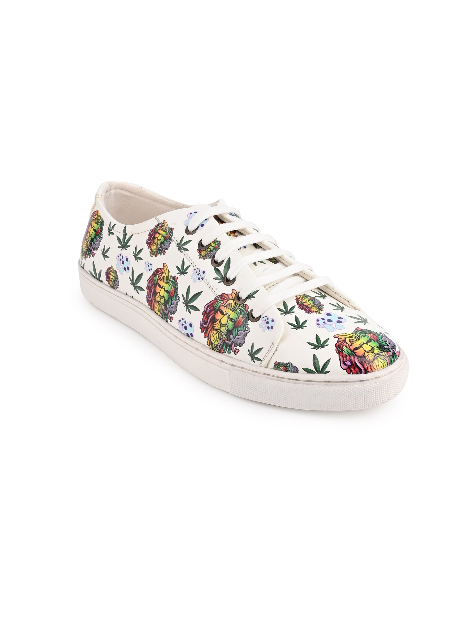 Iconic Lion Motif Vegan Leather Sneakers