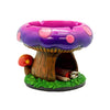 Fantastical Mushroom House Ashtray with Hollow Stem Storage and Grass-like Base