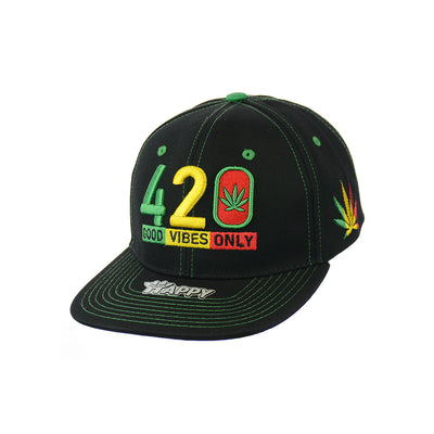 Good Vibes Embroidered Cotton Snapback Hat